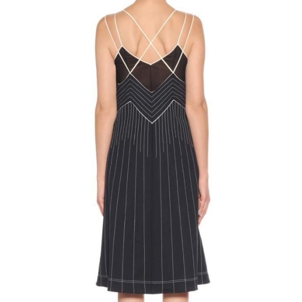 Valentino Athleisure Stripe Plunge Midi Dress sz 2